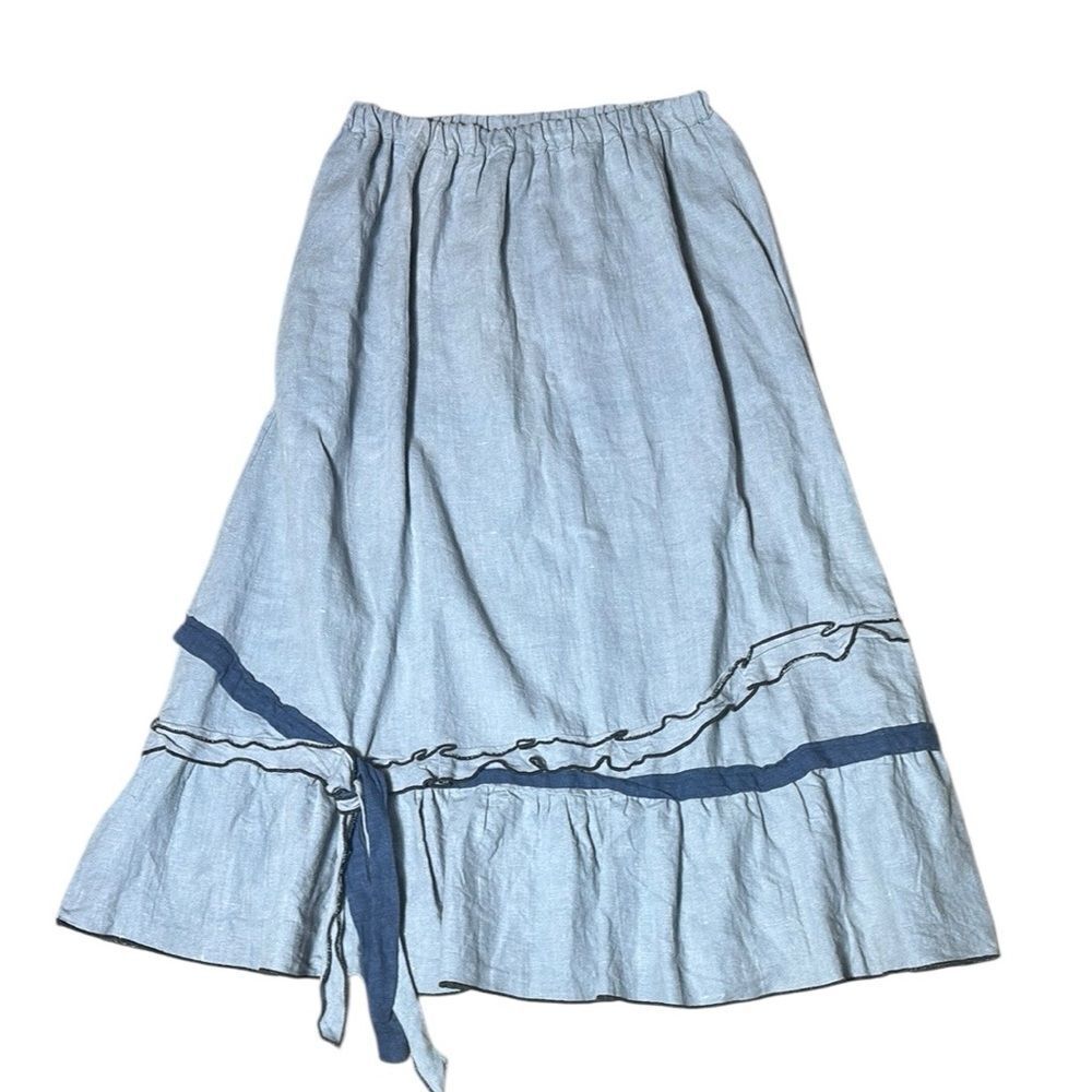 Sarah Clemens women’s linen maxi skirt heavy quality ruffle Lagenlook